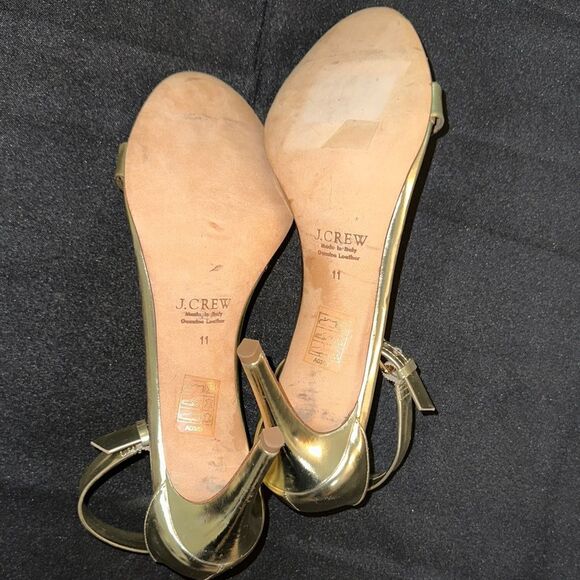J. CREW Elegant Gold Women's Heels w/ Ankle Strap Size 11 - Picture 6 of 9